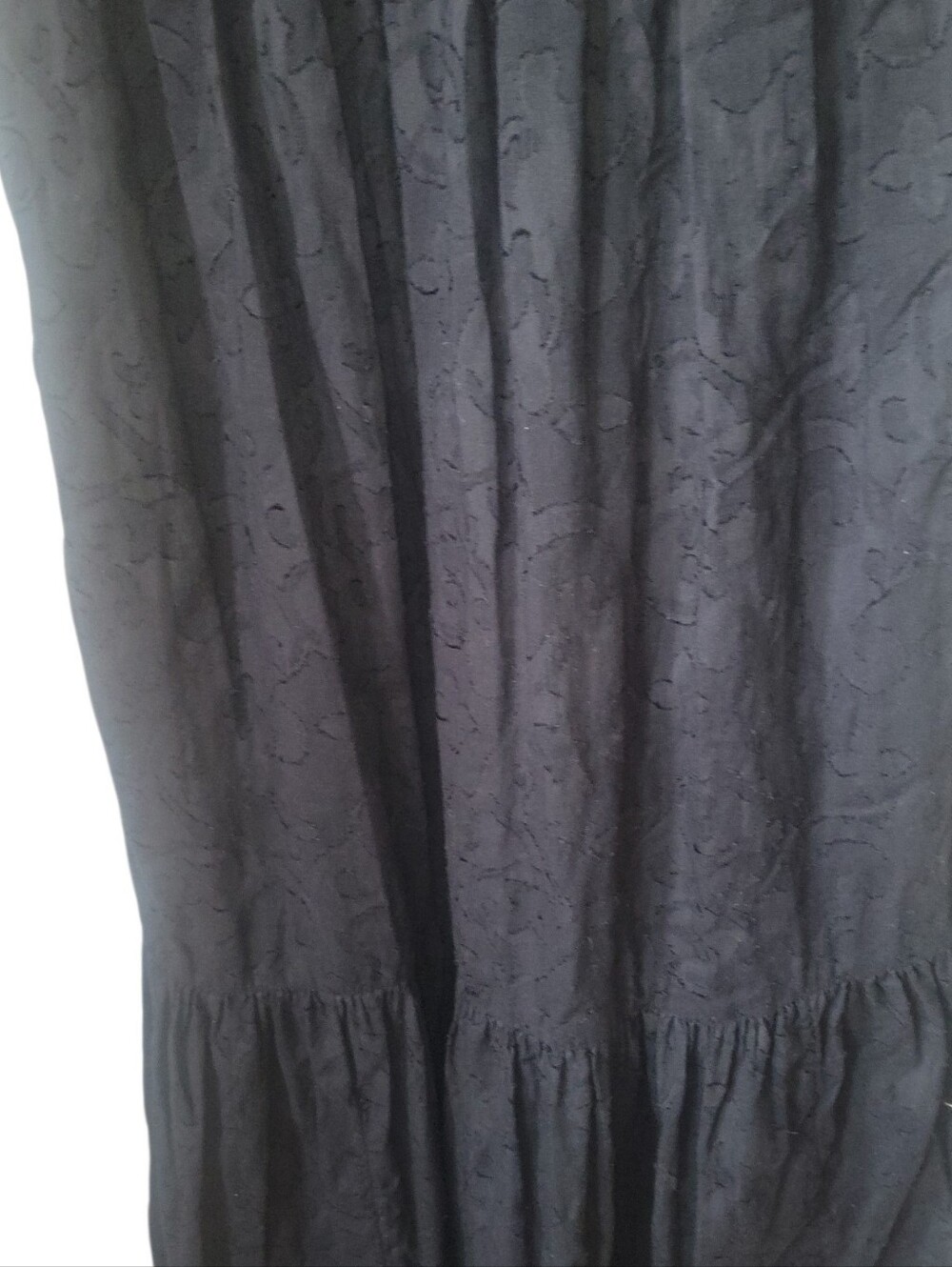 Anthropologie Black Maxi Dress w/Fluttery Cap Sleeve Tiered Button Front Skirt - Picture 6 of 12